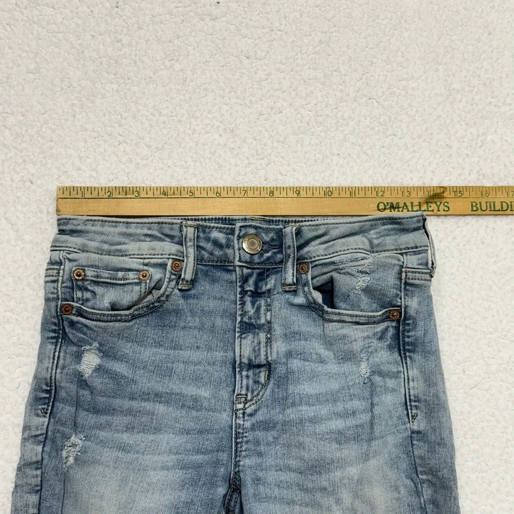 American‎ Eagle Ne(x)t Level Stretch Distressed Skinny Jeans Light Wash Size 6